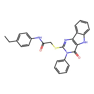 N-(4-ethylphenyl)-2-({4-oxo-3-phenyl-3H,4H,5H-pyrimido[5,4-b]indol-2-yl}sulfanyl)acetamide structure