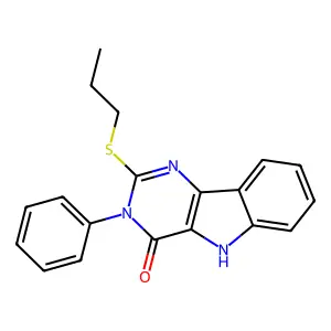 3-phenyl-2-(propylthio)-3H-pyrimido[5,4-b]indol-4(5H)-one structure