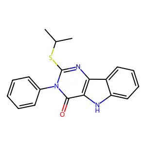 2-(isopropylthio)-3-phenyl-3H-pyrimido[5,4-b]indol-4(5H)-one structure