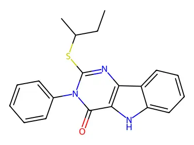 2-(sec-butylthio)-3-phenyl-3H-pyrimido[5,4-b]indol-4(5H)-one structure