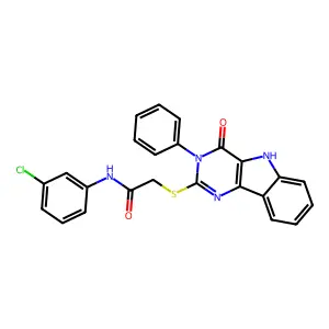 N-(3-chlorophenyl)-2-({4-oxo-3-phenyl-3H,4H,5H-pyrimido[5,4-b]indol-2-yl}sulfanyl)acetamide structure