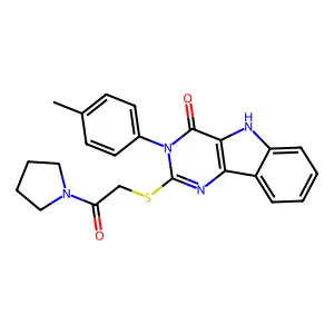 3-(4-methylphenyl)-2-{[2-oxo-2-(pyrrolidin-1-yl)ethyl]sulfanyl}-3H,4H,5H-pyrimido[5,4-b]indol-4-one structure