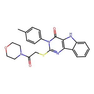 2-((2-morpholino-2-oxoethyl)thio)-3-(p-tolyl)-3H-pyrimido[5,4-b]indol-4(5H)-one structure