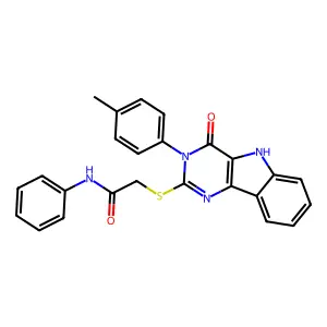 2-{[3-(4-methylphenyl)-4-oxo-3H,4H,5H-pyrimido[5,4-b]indol-2-yl]sulfanyl}-N-phenylacetamide structure
