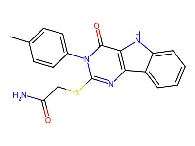 2-[[3-(4-methylphenyl)-4-oxo-5H-pyrimido[5,4-b]indol-2-yl]sulfanyl]acetamide structure