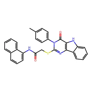 2-{[3-(4-methylphenyl)-4-oxo-3H,4H,5H-pyrimido[5,4-b]indol-2-yl]sulfanyl}-N-(naphthalen-1-yl)acetamide structure