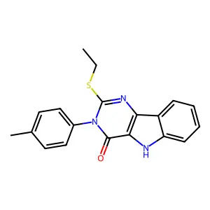2-ethylsulfanyl-3-(4-methylphenyl)-5H-pyrimido[5,4-b]indol-4-one structure