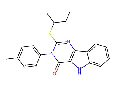 2-(sec-butylthio)-3-(p-tolyl)-3H-pyrimido[5,4-b]indol-4(5H)-one structure