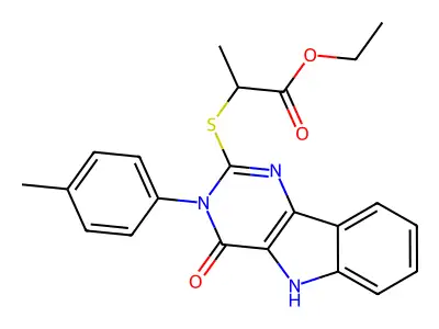 ethyl 2-{[3-(4-methylphenyl)-4-oxo-3H,4H,5H-pyrimido[5,4-b]indol-2-yl]sulfanyl}propanoate structure