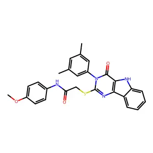 2-{[3-(3,5-dimethylphenyl)-4-oxo-3H,4H,5H-pyrimido[5,4-b]indol-2-yl]sulfanyl}-N-(4-methoxyphenyl)acetamide structure