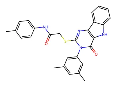 2-{[3-(3,5-dimethylphenyl)-4-oxo-3H,4H,5H-pyrimido[5,4-b]indol-2-yl]sulfanyl}-N-(4-methylphenyl)acetamide structure
