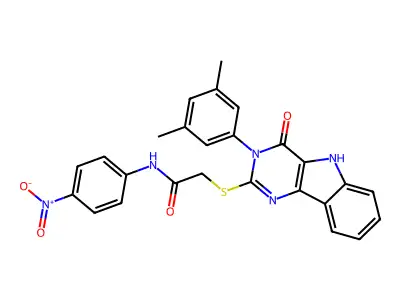 2-{[3-(3,5-dimethylphenyl)-4-oxo-3H,4H,5H-pyrimido[5,4-b]indol-2-yl]sulfanyl}-N-(4-nitrophenyl)acetamide structure