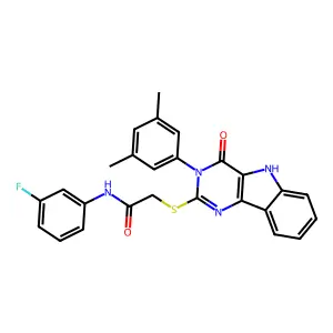 2-{[3-(3,5-dimethylphenyl)-4-oxo-3H,4H,5H-pyrimido[5,4-b]indol-2-yl]sulfanyl}-N-(3-fluorophenyl)acetamide structure
