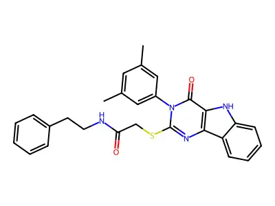2-{[3-(3,5-dimethylphenyl)-4-oxo-3H,4H,5H-pyrimido[5,4-b]indol-2-yl]sulfanyl}-N-(2-phenylethyl)acetamide structure