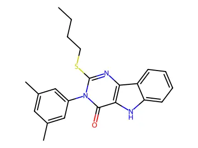 2-(butylthio)-3-(3,5-dimethylphenyl)-3H-pyrimido[5,4-b]indol-4(5H)-one structure