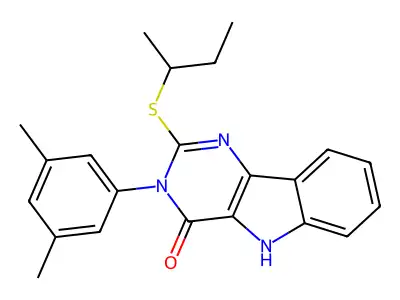 2-(sec-butylthio)-3-(3,5-dimethylphenyl)-3H-pyrimido[5,4-b]indol-4(5H)-one structure