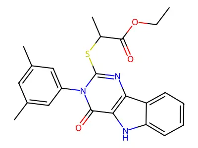 ethyl 2-((3-(3,5-dimethylphenyl)-4-oxo-4,5-dihydro-3H-pyrimido[5,4-b]indol-2-yl)thio)propanoate structure
