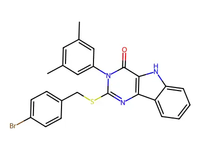 2-((4-bromobenzyl)thio)-3-(3,5-dimethylphenyl)-3H-pyrimido[5,4-b]indol-4(5H)-one structure