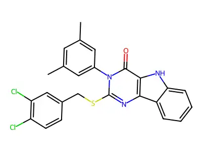 2-{[(3,4-dichlorophenyl)methyl]sulfanyl}-3-(3,5-dimethylphenyl)-3H,4H,5H-pyrimido[5,4-b]indol-4-one structure