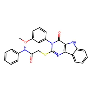 2-{[3-(3-methoxyphenyl)-4-oxo-3H,4H,5H-pyrimido[5,4-b]indol-2-yl]sulfanyl}-N-phenylacetamide structure