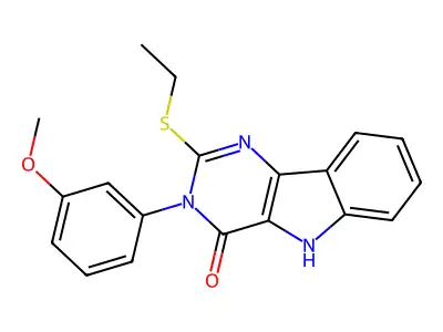 2-ethylsulfanyl-3-(3-methoxyphenyl)-5H-pyrimido[5,4-b]indol-4-one structure