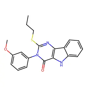 3-(3-methoxyphenyl)-2-(propylthio)-3H-pyrimido[5,4-b]indol-4(5H)-one structure