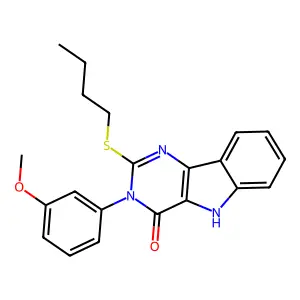 2-butylsulfanyl-3-(3-methoxyphenyl)-5H-pyrimido[5,4-b]indol-4-one structure