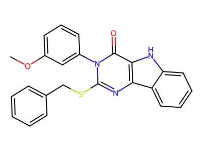 2-benzylsulfanyl-3-(3-methoxyphenyl)-5H-pyrimido[5,4-b]indol-4-one structure