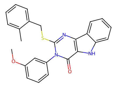 3-(3-methoxyphenyl)-2-{[(2-methylphenyl)methyl]sulfanyl}-3H,4H,5H-pyrimido[5,4-b]indol-4-one structure
