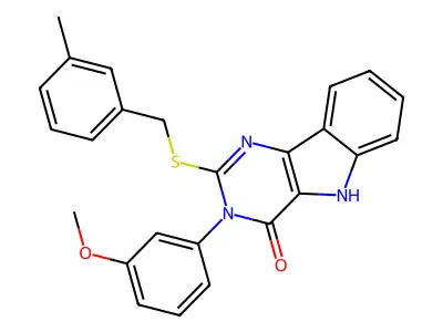 3-(3-methoxyphenyl)-2-((3-methylbenzyl)thio)-3H-pyrimido[5,4-b]indol-4(5H)-one structure