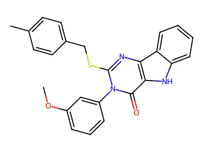 3-(3-methoxyphenyl)-2-{[(4-methylphenyl)methyl]sulfanyl}-3H,4H,5H-pyrimido[5,4-b]indol-4-one structure