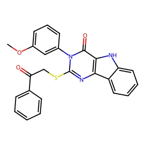 3-(3-methoxyphenyl)-2-phenacylsulfanyl-5H-pyrimido[5,4-b]indol-4-one structure
