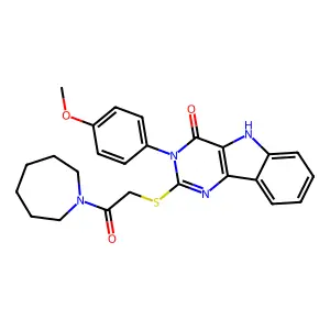 2-{[2-(azepan-1-yl)-2-oxoethyl]sulfanyl}-3-(4-methoxyphenyl)-3H,4H,5H-pyrimido[5,4-b]indol-4-one structure