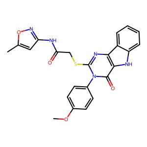 2-{[3-(4-methoxyphenyl)-4-oxo-3H,4H,5H-pyrimido[5,4-b]indol-2-yl]sulfanyl}-N-(5-methyl-1,2-oxazol-3-yl)acetamide structure