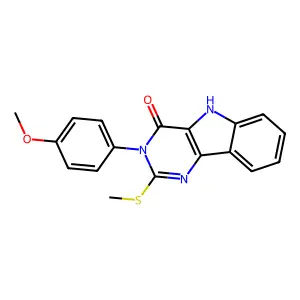 3-(4-methoxyphenyl)-2-methylsulfanyl-5H-pyrimido[5,4-b]indol-4-one structure
