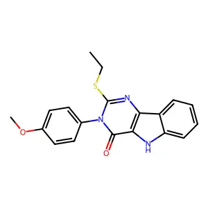 2-ethylsulfanyl-3-(4-methoxyphenyl)-5H-pyrimido[5,4-b]indol-4-one structure