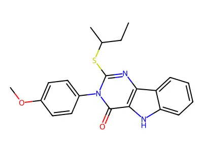2-(sec-butylthio)-3-(4-methoxyphenyl)-3H-pyrimido[5,4-b]indol-4(5H)-one structure