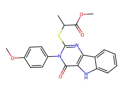 methyl 2-{[3-(4-methoxyphenyl)-4-oxo-3H,4H,5H-pyrimido[5,4-b]indol-2-yl]sulfanyl}propanoate structure