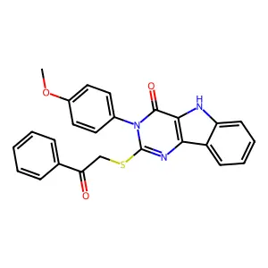3-(4-methoxyphenyl)-2-phenacylsulfanyl-5H-pyrimido[5,4-b]indol-4-one structure