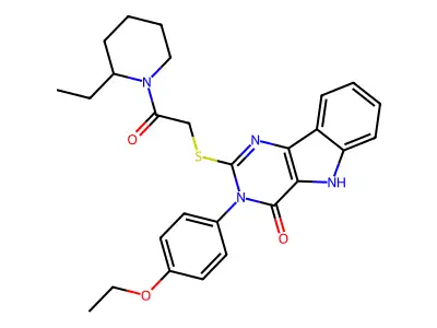 3-(4-ethoxyphenyl)-2-{[2-(2-ethylpiperidin-1-yl)-2-oxoethyl]sulfanyl}-3H,4H,5H-pyrimido[5,4-b]indol-4-one structure