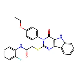 2-{[3-(4-ethoxyphenyl)-4-oxo-3H,4H,5H-pyrimido[5,4-b]indol-2-yl]sulfanyl}-N-(2-fluorophenyl)acetamide structure