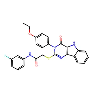 2-{[3-(4-ethoxyphenyl)-4-oxo-3H,4H,5H-pyrimido[5,4-b]indol-2-yl]sulfanyl}-N-(3-fluorophenyl)acetamide structure