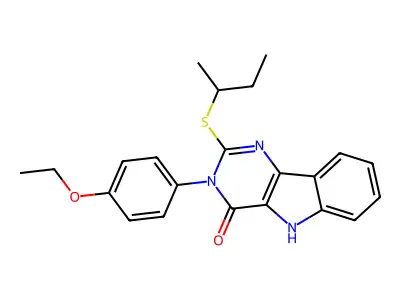 2-(butan-2-ylsulfanyl)-3-(4-ethoxyphenyl)-3H,4H,5H-pyrimido[5,4-b]indol-4-one structure