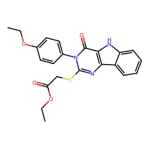 ethyl 2-[[3-(4-ethoxyphenyl)-4-oxo-5H-pyrimido[5,4-b]indol-2-yl]sulfanyl]acetate structure