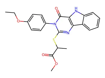 methyl 2-{[3-(4-ethoxyphenyl)-4-oxo-3H,4H,5H-pyrimido[5,4-b]indol-2-yl]sulfanyl}propanoate structure