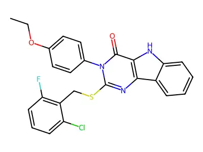 2-((2-chloro-6-fluorobenzyl)thio)-3-(4-ethoxyphenyl)-3H-pyrimido[5,4-b]indol-4(5H)-one structure