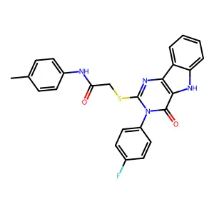 2-{[3-(4-fluorophenyl)-4-oxo-3H,4H,5H-pyrimido[5,4-b]indol-2-yl]sulfanyl}-N-(4-methylphenyl)acetamide structure