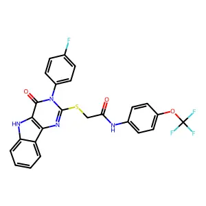 2-{[3-(4-fluorophenyl)-4-oxo-3H,4H,5H-pyrimido[5,4-b]indol-2-yl]sulfanyl}-N-[4-(trifluoromethoxy)phenyl]acetamide structure