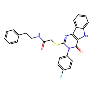 2-{[3-(4-fluorophenyl)-4-oxo-3H,4H,5H-pyrimido[5,4-b]indol-2-yl]sulfanyl}-N-(2-phenylethyl)acetamide structure