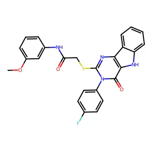 2-{[3-(4-fluorophenyl)-4-oxo-3H,4H,5H-pyrimido[5,4-b]indol-2-yl]sulfanyl}-N-(3-methoxyphenyl)acetamide structure